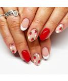 Shop Strawberry Press On Nails | Short French Tips & Glossy Red Stick On Fake Nails - Cute Almond Acrylic Full Cover for Girls - Buy Online on GoSupps.com