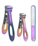 Extra Wide Jaw Nail Clippers for Thick Nails - Stainless Steel Toenail Trimmer Set for Seniors & Men & Women - 3 Pcs Chromatic Nail Cutter with File (Curved) - Buy Online on GoSupps.com