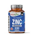 High Strength Zinc Capsules 50mg - 180 Vegan Capsules (6 Month Supply) Chelated Zinc for Immune System, Hair, Skin, Bones, Nails Nutrabytes - Buy Online on GoSupps.com