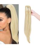 Curly Clip-In Ponytail Extensions - 55 cm Wavy Synthetic Hair for Women | Golden Mix Bleached Blonde Braid - Buy Online on GoSupps.com
