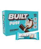 Built Bar 12 Pack: High Protein Energy Bars - Low Carb, Calorie, Sugar - Real Chocolate Coated - Delicious Gluten Free Snack (Coconut Puff) - Buy Online on GoSupps.com