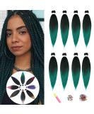 Pre-Stretched Braiding Hair - Showjarlly 26 Yaki Texture Crochet Extensions (8 Pack) - Soft Art Fiber in T1B/Green & 1B/66 - International Shipping Available - Buy Online on GoSupps.com