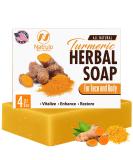 All-Natural Turmeric Soap Bar for Face & Body - Reduces Acne Brightens Scars Cleanses Skin - 4 Oz Made in USA - Ideal for All Skin Types - Buy Online on GoSupps.com