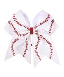 Softball Glitter Leather Cheer Bow - White | Elastic Hair Tie for Cheerleaders & Sports Players - Buy Online on GoSupps.com