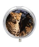 Wild Animal Leopard Pill Box - Stylish 3 Compartment Travel Case for Vitamins Medications & Supplements | Mini Metal Organizer for Purse & Pocket - Buy Online on GoSupps.com