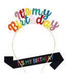 Gold Birthday Girl Tiara Headband - Rainbow Hair Accessories for Girls Party - 0.6 0.3 Letters - Buy Online on GoSupps.com