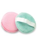 S&T INC. Gentle Face Scrubbers Dual Sided Face Exfoliators with Elastic Strap 3.3 Inch Diameter 2 Pack Teal/Pink
