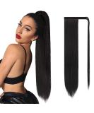 Sofeiyan Long Black Ponytail Hair Extension - 70cm Clip-In Smooth Synthetic Hair - Realistic Wrap Around Ponytail for Women - Buy Online on GoSupps.com