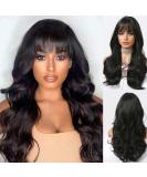 Shop Natural Long Black Wigs for Black Women - Curly Brunette Heat-Resistant with Bangs - Buy Online on GoSupps.com