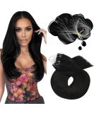 Moresoo Microring Hair Extensions - Real Remy Hair #1B Natural Schwarz - 35cm Micro Loop Extensions - 50g Cold Fusion Quality - Buy Online on GoSupps.com