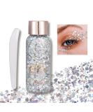 Body Glitter Gel Sequins Glitter Chunky Liquid Eyeshadow Glitter Cosmetic Glitter Face and Body Gel Sparkling Festival Party Lotion Glitter for Face Body Eye Hair Makeup DIY Art (Silver) Chunky Glitter 102 Silver - Buy Online on GoSupps.com