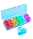 7-Day Tablet Organizer Box - Portable Pill Dose Case with 14 Compartments - Ideal for Medications on the Go - Blue - Buy Online on GoSupps.com