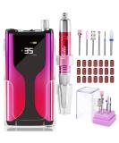 Rechargeable Belle Professional Nail Drill Machine 35000 RPM for Acrylic Nails 6 Bits, Brushless Motor, Manicure/Pedicure E File - Rose Pink - Buy Online on GoSupps.com