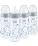 NUK Smooth Flow Anti Colic Baby Bottle  10 oz  4 Pack  Elephant 4 Count (Pack of 1) 10 Ounce (4 Pack) Gray Elephant 4 Count (Pack of 1) - Buy Online on GoSupps.com