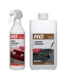 HG Stain Remover Extra Strong Carpet & Upholstery Stain Spray Effective Stain Remover For Nearly All Types of Fabrics 500 ml (Pack of 1) + HG carpet cleaner 1L Bundle mit (Stain Remover + Carpet cleaner) - Buy Online on GoSupps.com