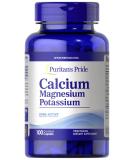 Puritan's Pride Calcium Magnesium Potassium Supplement - 100 Caplets - Buy Online on GoSupps.com