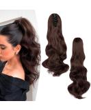 Buy Gairyan 50cm Ponytail Hair Extensions | Long Curly Claw Clip-in Wavy Synthetic Hair - Dark Brown & Dark Auburn - Buy Online on GoSupps.com