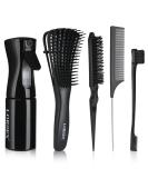 Lorsex Hairbrush & 200ml Hair Spray Bottle Set for Natural Afro Hair 3A-4C - Curly Wavy & Confused Hair Care with Double-Edged Toupier Brush (Black) - Buy Online on GoSupps.com