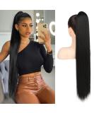 Flufymooz 76 cm Natural Black Ponytail Extension - Curly & Straight Styles for Women | Horse-Tailed Synthetic Hair - Buy Online on GoSupps.com