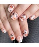 Spooky Halloween Press On Nails - Short Square Acrylic Nails with Ghost Pumpkin Bat & Gothic Designs | Full Cover False Nails for Women & Girls - Buy Online on GoSupps.com