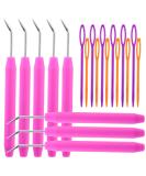 Loom Knit Hook Set - 8 Pcs Pink Crochet Needle Kit with 12 Colorful Plastic Needles - Buy Online on GoSupps.com