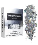 Platinum Biodegradable Chunky Glitter - Karizma Beauty Silver Bio Glitter - Eco-Friendly Festival Face Glitter 10g - Buy Online on GoSupps.com