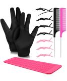 Skyley Hair Styling Tools Set - Hair Iron Heat Resistant Gloves Silicone Mat Clips & Combs for Perfect Curls - Buy Online on GoSupps.com
