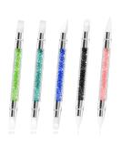 5PCS Nail Art Sculpture Pen Set - Dual Tipped Silicone Cuticle Pusher & Resin Rhinestone Tools for 3D Nail Art Design - International Shipping Available - Buy Online on GoSupps.com