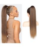 Flufymooz Ponytail Extension - 66 cm Straight & Curly Synthetic Horse Tail for Women | Chocolate to Light Brown - Buy Online on GoSupps.com