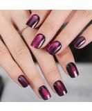 MAOTTIE Short Square Press on Nails - Purple Cat Eye Fake Nails UV Finish Reusable 24 Pcs - Shop Internationally - Buy Online on GoSupps.com