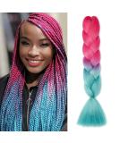 Gairyan Jumbo Braids Extensions - 100g Ombre Synthetic Braiding Hair (60cm) - Rose Red & Lake Blue for Box Crochet Braids - Buy Online on GoSupps.com