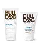 Bulldog Sensitive Face Wash & Moisturizer for Men | Green Tea, Algae, Konjac, Vitamin E | 5 & 3.3 fl. oz - Buy Online on GoSupps.com