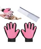Timjjg Pink Hair Removal Gloves & Stainless Steel Nursing Comb for Cats & Dogs | Pet Massage & Litter Cleanup - Buy Online on GoSupps.com