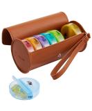 Large 2 Times a Day Weekly Pill Organizer with PU Case - Rainbow Brown - Buy Online on GoSupps.com