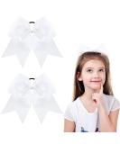 2 Packs 8 Inch Jumbo Cheer Hair Bows White Large Cheerleading Bows Ponytail Holder Elastic Band Handmade for Teen Girls Softball Cheerleader Outfit Uniform - Buy Online on GoSupps.com