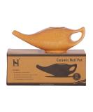 Handcrafted Ceramic Neti Pot for Sinus Relief - 225ml Capacity, Dishwasher Safe, Durable & Premium Quality - Crackle Pattern Orange - Buy Online on GoSupps.com
