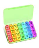 Pill Box 4 Times a Day Betife Weekly Organiser - Green | 7 Day Pill Dispenser with 4 Compartments for Medication, Vitamins & Supplements - Buy Online on GoSupps.com