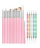AIBEE 20pcs Nail Art Design Tools & 15pcs Brushes Kit with 5pcs Dotting Pens - Pink - Buy Online on GoSupps.com