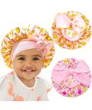 Bonnet Queen 2 Pcs Satin Silk Baby Night Hair Care - Adjustable Curly Hair Protection for 0-36 Months - Smooth & Breathable - Yellow & Pink - Buy Online on GoSupps.com