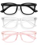 Buy Unisex Blue Light Filter Glasses - Nerd Style Non-Prescription Clear Lens in Black Clear and Pink - Buy Online on GoSupps.com