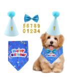4-Piece Set Pet Birthday Party Supplies Dog Triangle Scarf Birthday Hat Dog Bow Tie Gold Powder Digital Patch Pet Party Celebration Decor for Small Medium Large Pets (Blue) - Buy Online on GoSupps.com