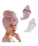 Lyydan 2-Piece Hair Turban Set - Ultra-Absorbent Microfiber Towels in Beige & Pink | Thick Coral Fleece for Long Hair - Buy Online on GoSupps.com