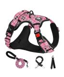 Nestrooad Checked Pink Dog Harness for Medium-Sized Dogs | Anti-Draw Padded Safety Belt | Neck 33-43cm Chest 43-64cm - Buy Online on GoSupps.com