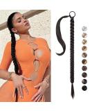 REECHO DIY Braid Ponytail Extension | Long Straight Wrap Around Synthetic Hairpiece 30Inch-160g Black Brown - Buy Online on GoSupps.com