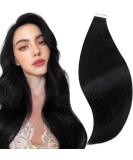 Runature Real Hair Tape Extensions - Natural Black 55cm 20 Pieces 50g - Premium Human Hair Extensions - Buy Online on GoSupps.com