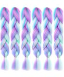 LDMY 24 Jumbo Braids Hair Extensions - Multi-Color Kanekalon Synthetic Hair for Women - 6PCs Pack in Pink Purple Blue Green - 100g/PC - Buy Online on GoSupps.com