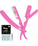 Utopia Care Professional Barber Straight Edge Razor Safety with 100-Pack Derby Blades - 100 Percent Stainless Steel (Pink) - Buy Online on GoSupps.com