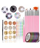 BKRDTY NAGEL 47-Piece Nail Art Design Set | 15 Brushes 10 Stripes 12 Gold Foil Nail Strass - Perfect for Creative Nail Designs | International Shipping Available - Buy Online on GoSupps.com