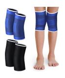 Kids Knee Brace Support - 2 Pairs Patella Compression Sleeves for Boys & Girls | Volleyball, Basketball, Gymnastics | Blue & Black - Buy Online on GoSupps.com