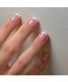 White French Tip Short Square Press-On Nails | Reusable Mirror Acrylic Glue-On Nails for Women | DIY Manicure Design - Buy Online on GoSupps.com